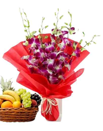 Orchids n Fresh Fruits Combo