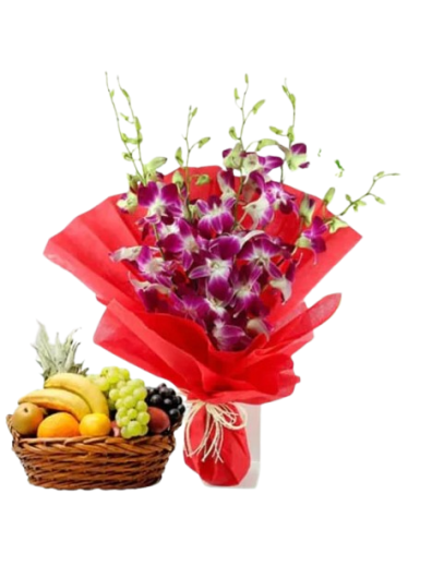 Orchids n Fresh Fruits Combo