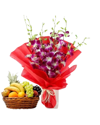 Orchids n Fresh Fruits Combo