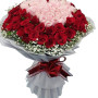 100 Red And Pink Roses Heart Bouquet