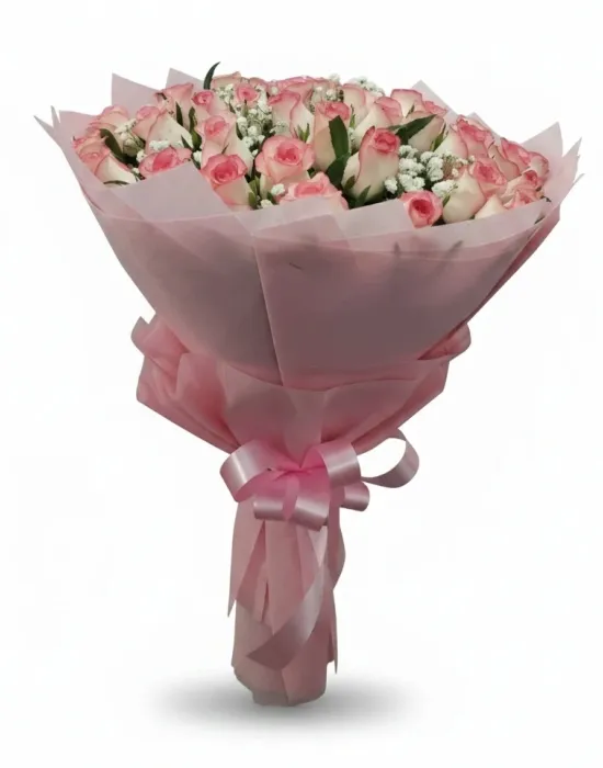 20 Dual Pink Roses Hand Bouquet