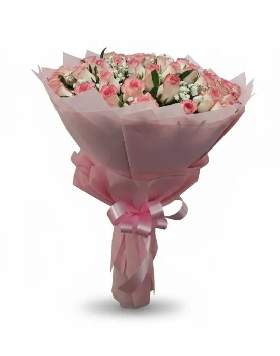 20 Dual Pink Roses Hand Bouquet