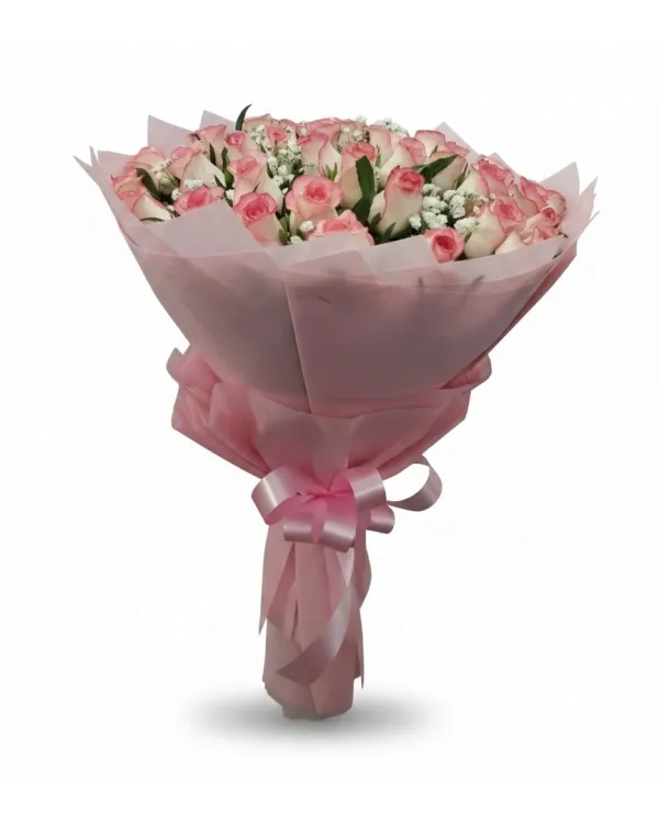 20 Dual Pink Roses Hand Bouquet