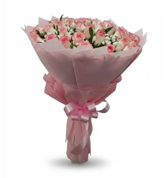 20 Dual Pink Roses Hand Bouquet