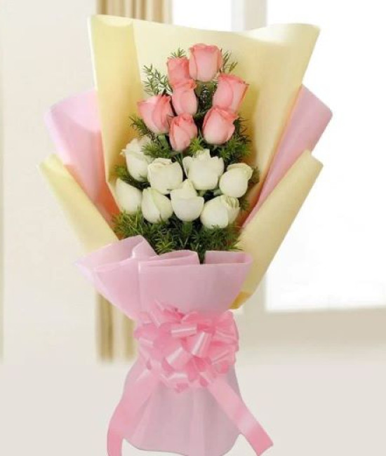 Charming Pink And White - Pink And White Rose Bouquet Charming Pink And White - Pink And White Rose Bouquet