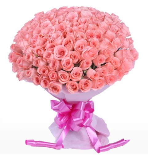 143 Pink Roses Hand Bouquet