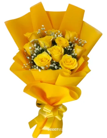 Sunshine Glow – 10 Yellow Roses Premium Bunch