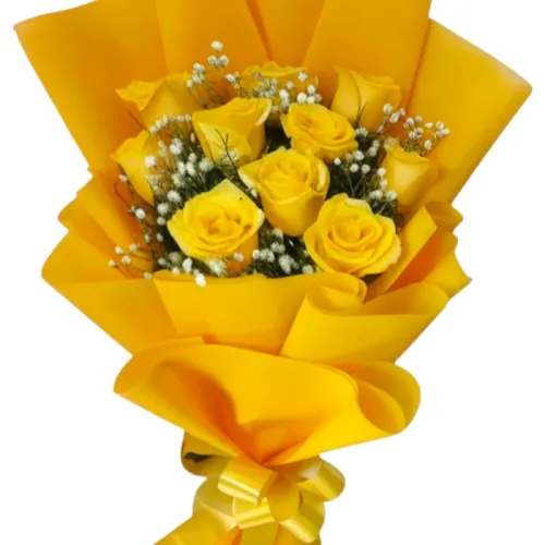 Sunshine Glow – 10 Yellow Roses Premium Bunch