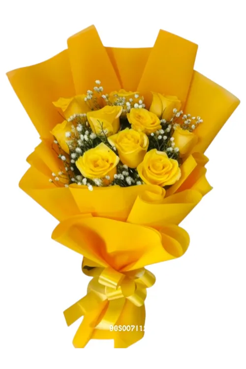 Sunshine Glow – 10 Yellow Roses Premium Bunch
