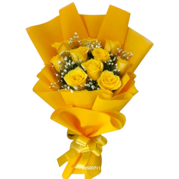 Sunshine Glow – 10 Yellow Roses Premium Bunch