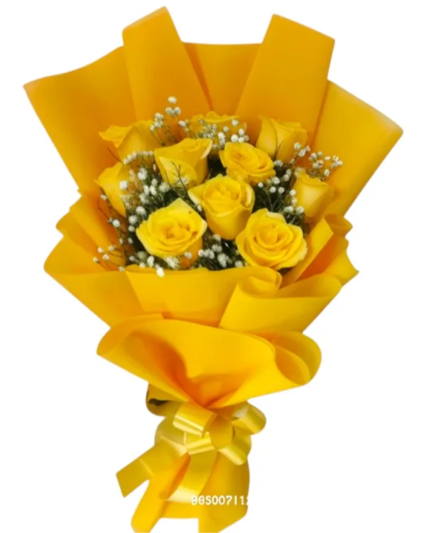 Sunshine Glow – 10 Yellow Roses Premium Bunch