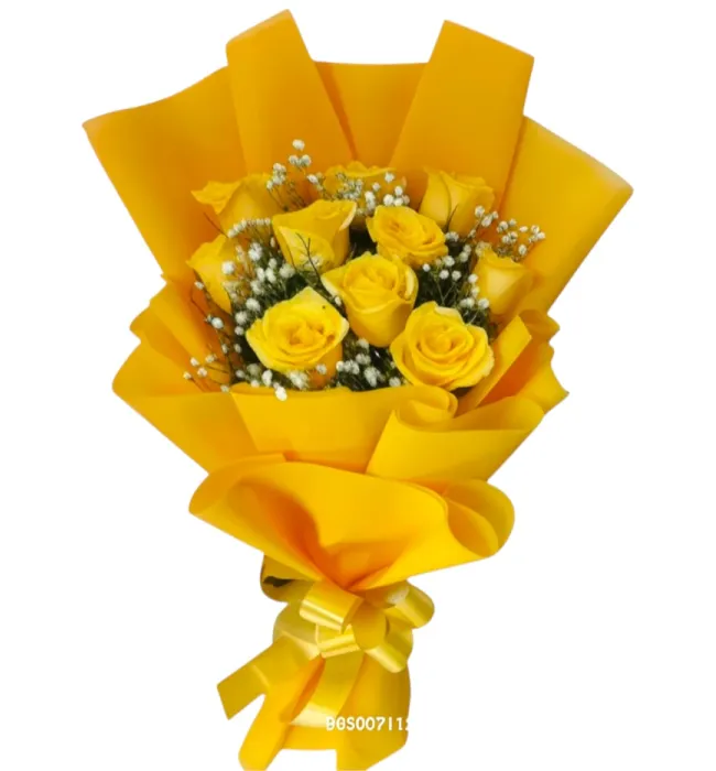 Sunshine Glow – 10 Yellow Roses Premium Bunch