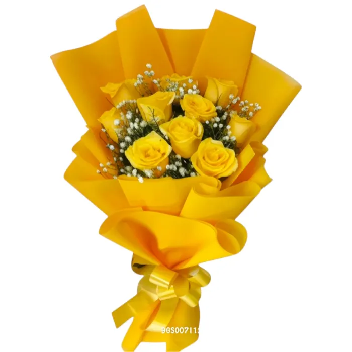 Sunshine Glow – 10 Yellow Roses Premium Bunch