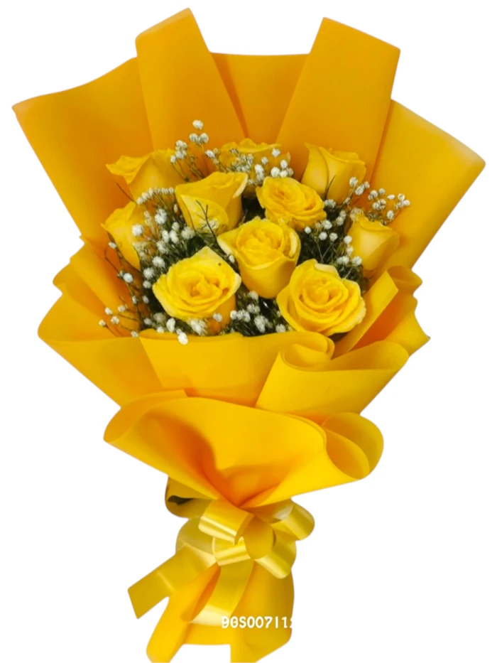 Sunshine Glow – 10 Yellow Roses Premium Bunch