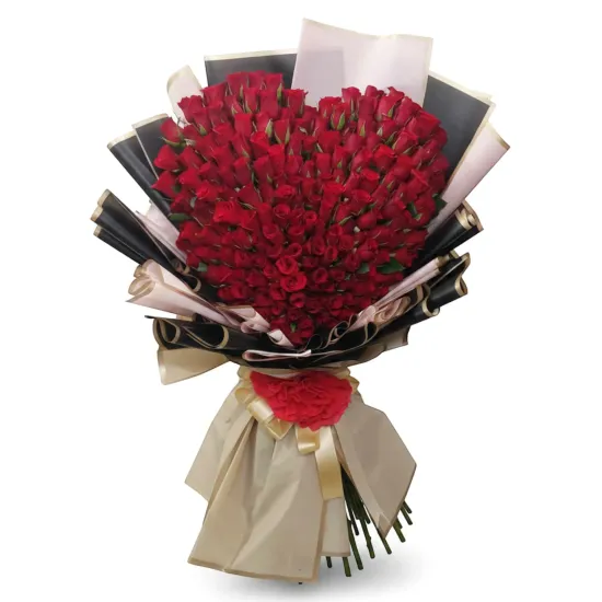 100 Red Roses Premium Heart Shaped Bouquet