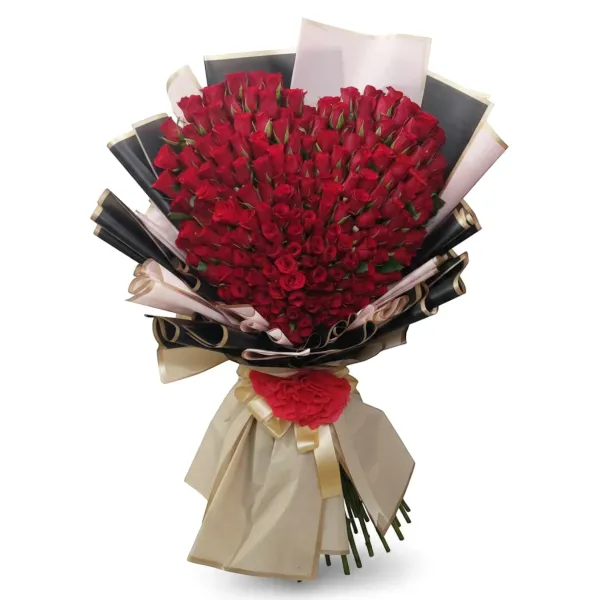 100 Red Roses Premium Heart Shaped Bouquet