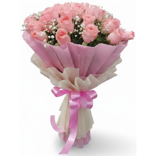 20 Pink Roses Bunch