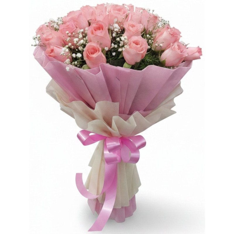 20 Pink Roses Bunch