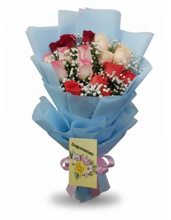 20 Mix Color Roses Hand Bouquet