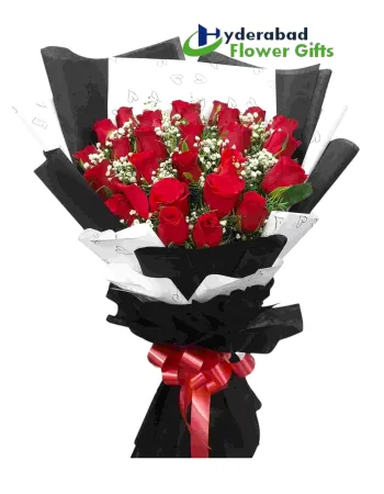 Scarlet Charm – 20 Red Roses Flat Bunch (Korean Wrap)