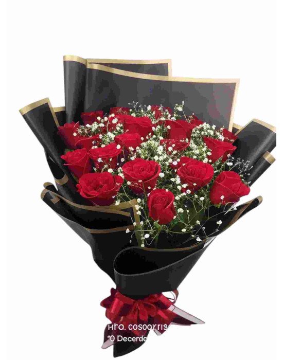 Scarlet Charm – 20 Red Roses Flat Bunch (Korean Wrap)