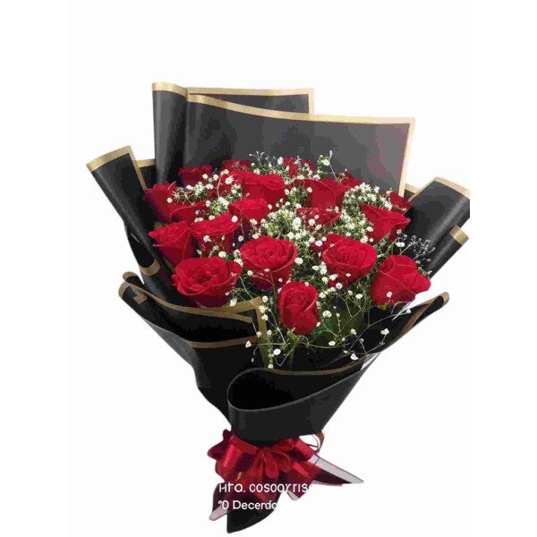 Scarlet Charm – 20 Red Roses Flat Bunch (Korean Wrap)
