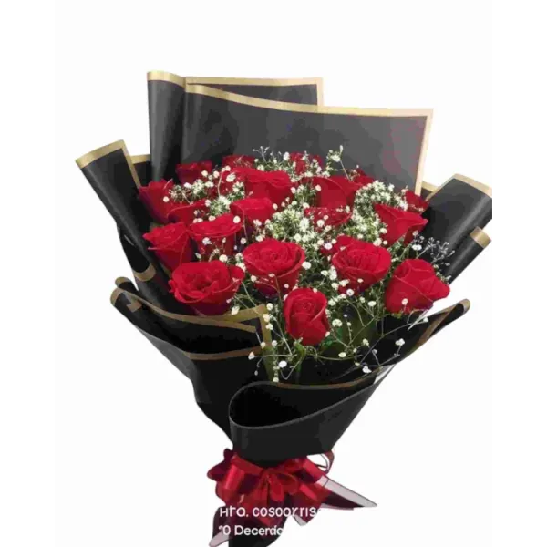 Scarlet Charm – 20 Red Roses Flat Bunch (Korean Wrap)