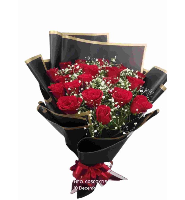 Scarlet Charm – 20 Red Roses Flat Bunch (Korean Wrap)
