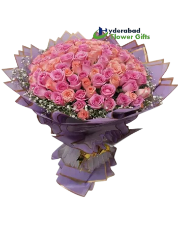 Blush Elegance Premium Pink & Peach Rose Bouquet