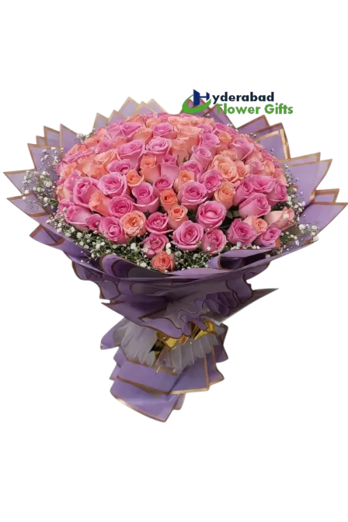 Blush Elegance Premium Pink & Peach Rose Bouquet