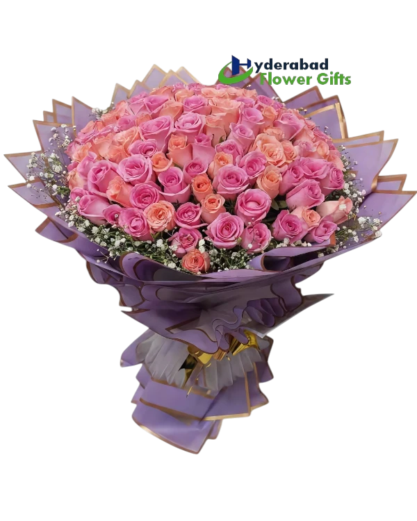 Blush Elegance Premium Pink & Peach Rose Bouquet
