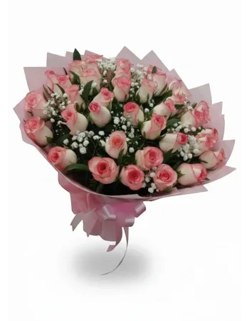 20 Dual Pink Roses Hand Bouquet