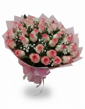 20 Dual Pink Roses Hand Bouquet