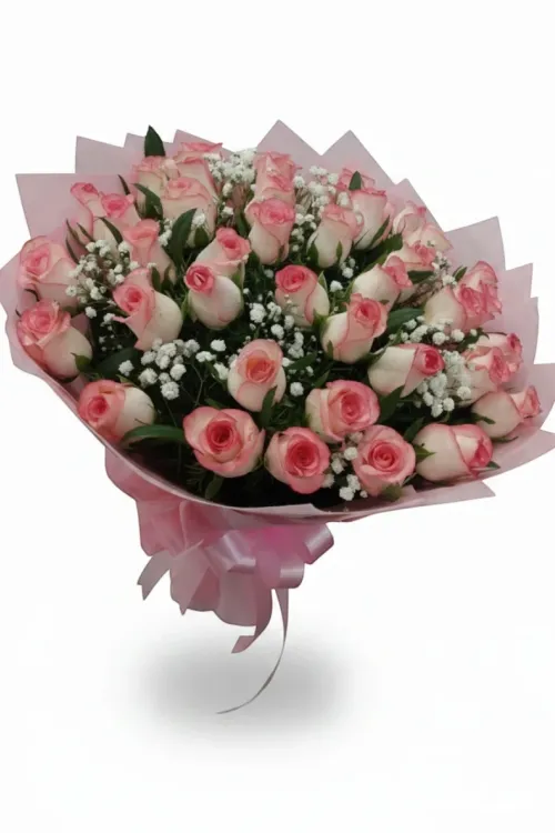 20 Dual Pink Roses Hand Bouquet