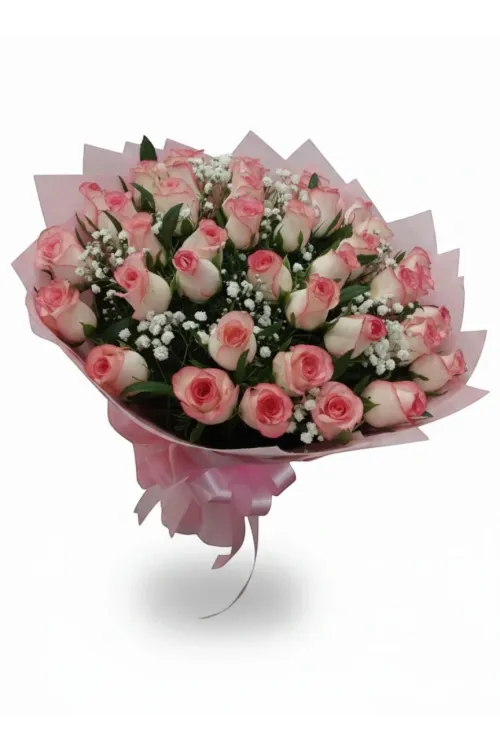 20 Dual Pink Roses Hand Bouquet