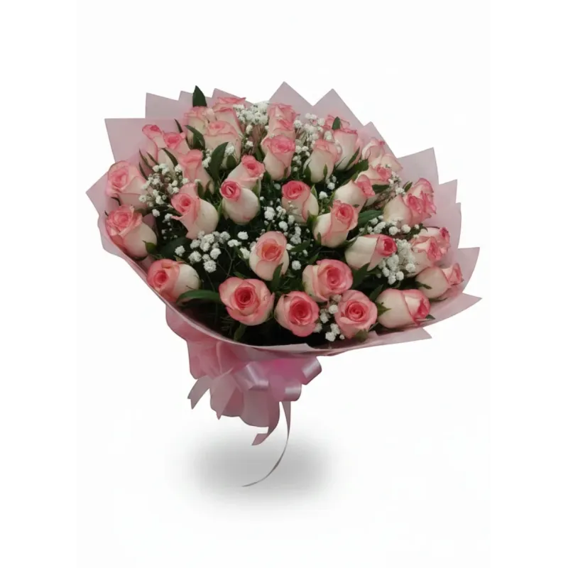 20 Dual Pink Roses Hand Bouquet