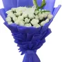 40 White Roses with Lilies Elegant Blue Wrap Bouquet