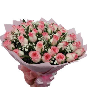 20 Dual Pink Roses Hand Bouquet