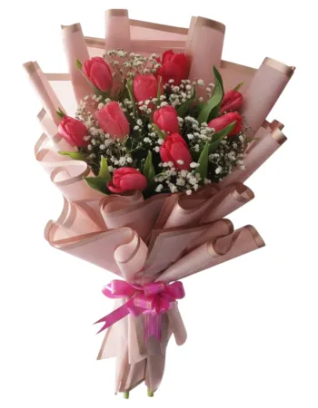 Blush Grace – 10 Pink Tulips Bunch