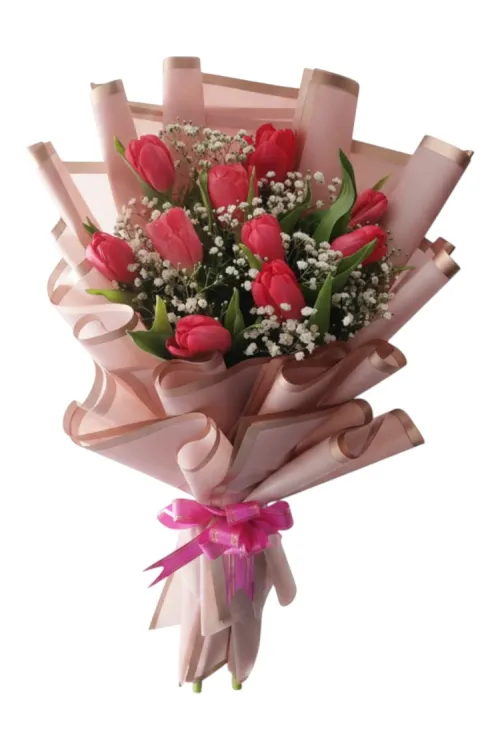 Blush Grace – 10 Pink Tulips Bunch