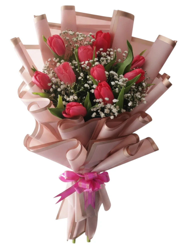 Blush Grace – 10 Pink Tulips Bunch