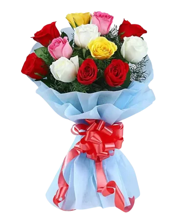 12 Mix Roses Hand Bouquet