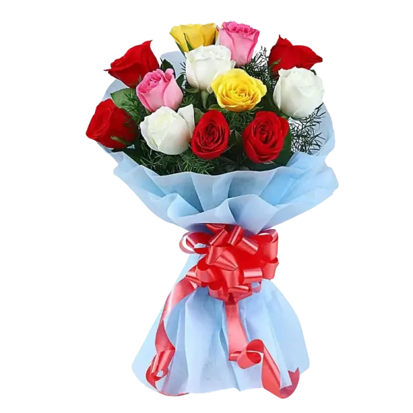 12 Mix Roses Hand Bouquet