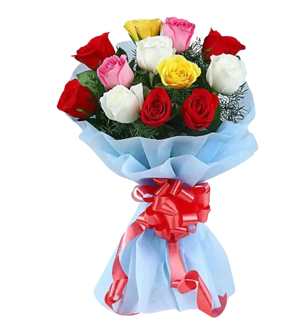 12 Mix Roses Hand Bouquet