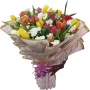 Vibrant Mixed Tulips & White Carnations Luxury Hand Bouquet