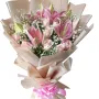 Premium Pink Oriental Lilies & Roses Hand Bouquet
