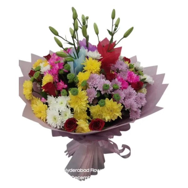 Premium Mixed Chrysanthemums & Roses Hand Bouquet