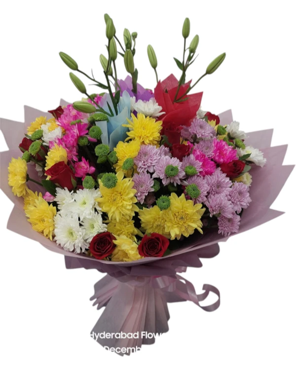 Premium Mixed Chrysanthemums & Roses Hand Bouquet
