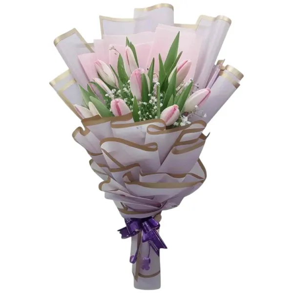 Blush Grace – 10 Pink Tulips Bunch