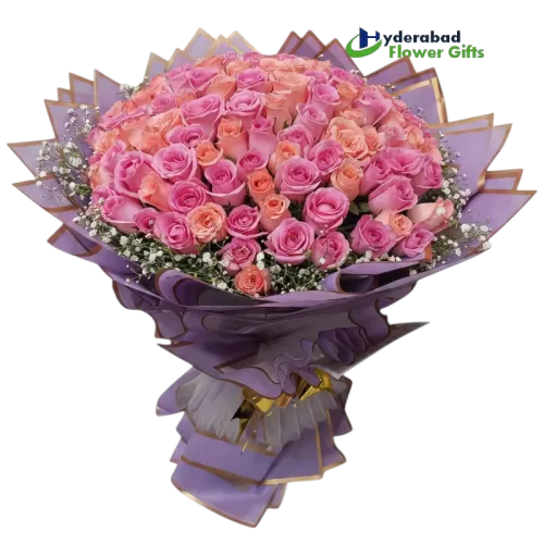 Blush Elegance Premium Pink & Peach Rose Bouquet